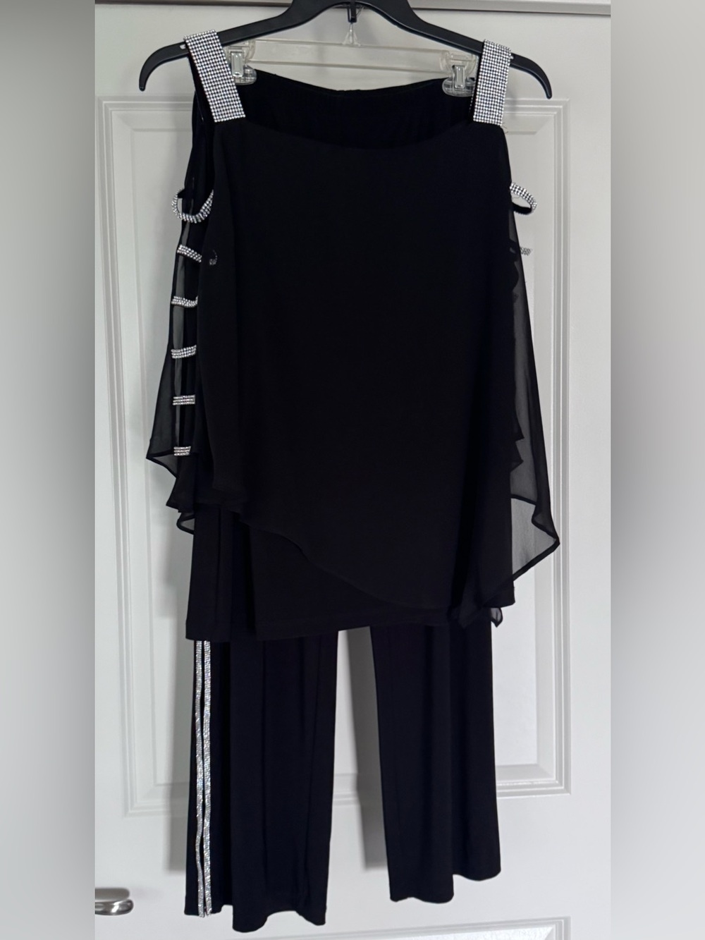 MSK Two-piece Set Embellished-Sleeve Top XL & Wide-Leg Pant Petite Large